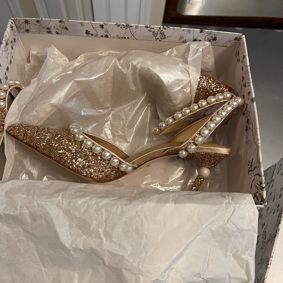 × Nicola Bathie Bebe Ankle Strap Glitter
Pearl Detailing Pumps - Picture 5 of 8